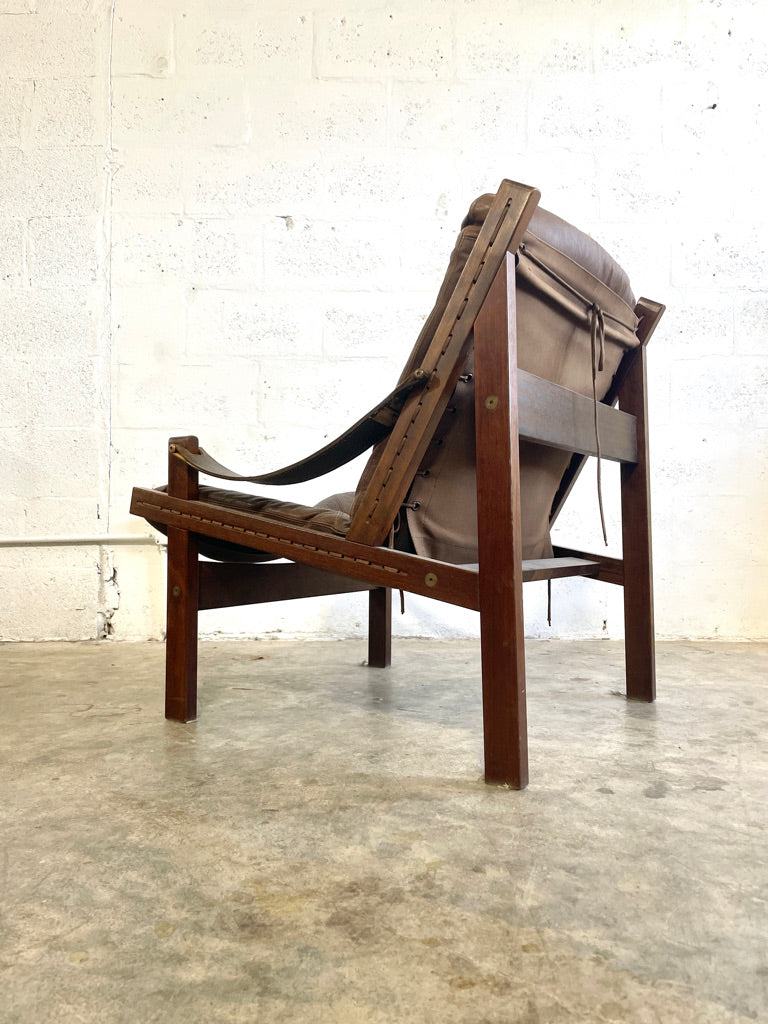 Torbjörn Afdal "Hunter" Brown Leather Lounge Safari Chair