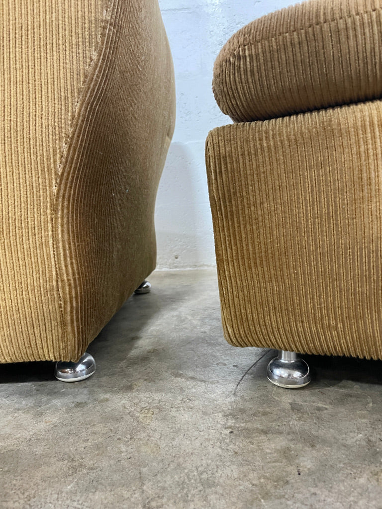 Pair Danish Mid Century Modern Modular Lounge Chairs