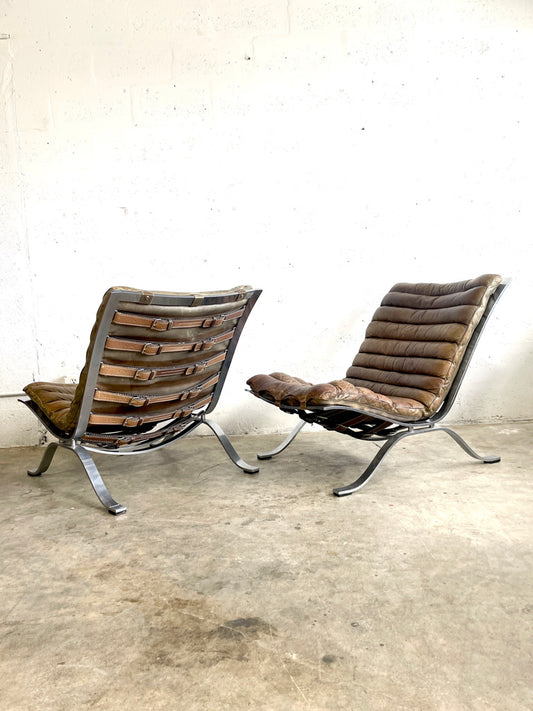 Arne Norell "Ari" Lounge Chairs Pair Scandinavian Modern