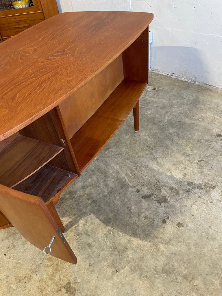 Danish Mid Century Modern Bullet Shape Teak Desk by HP Hansen