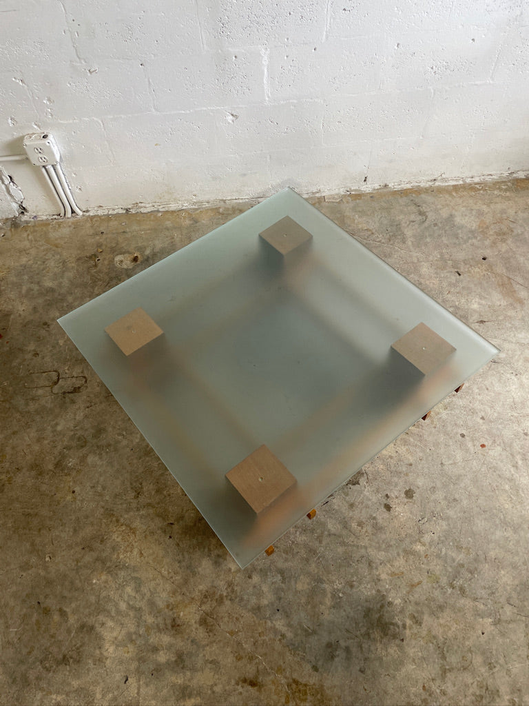 Mid Century Modern Italian Glass Top Coffee Table