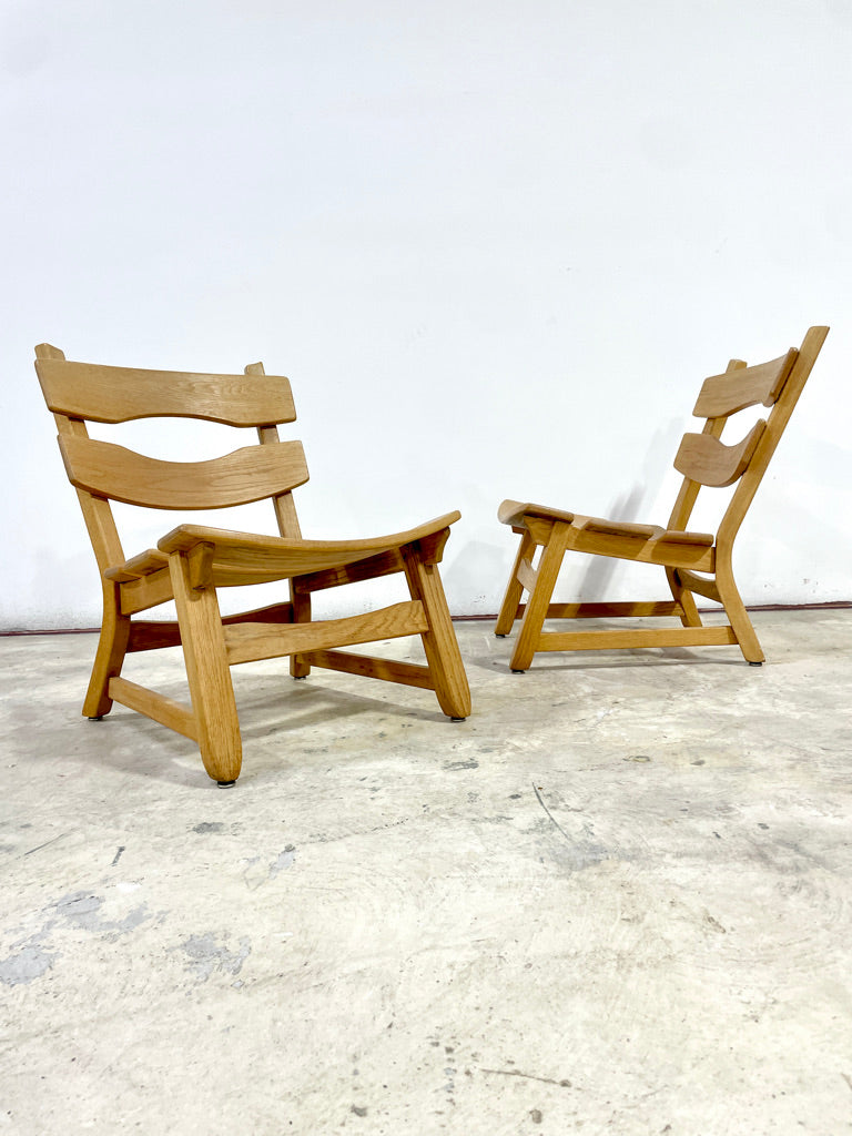 Pair of Dittmann & Co Brutalist Fireplace Oak Danish Modern Chairs