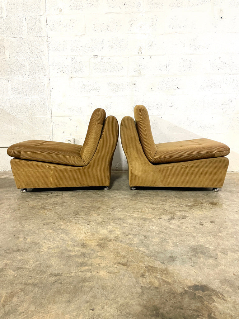 Pair Danish Mid Century Modern Modular Lounge Chairs