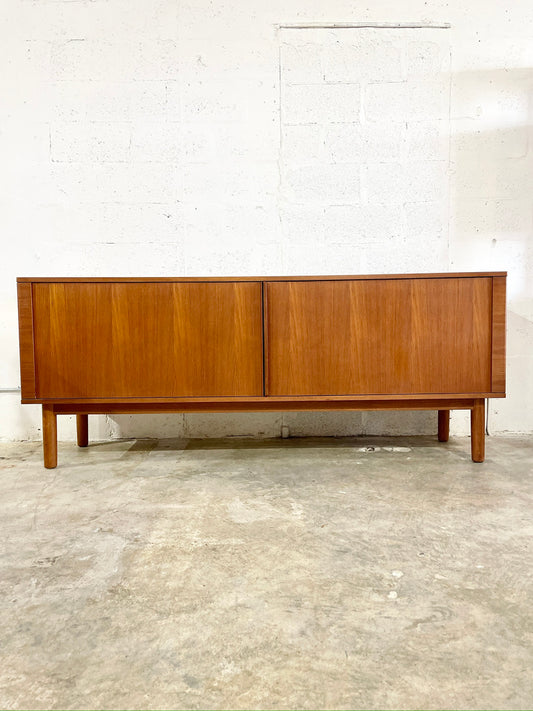 Danish Mid Century Modern Tambour Door Credenza or Console