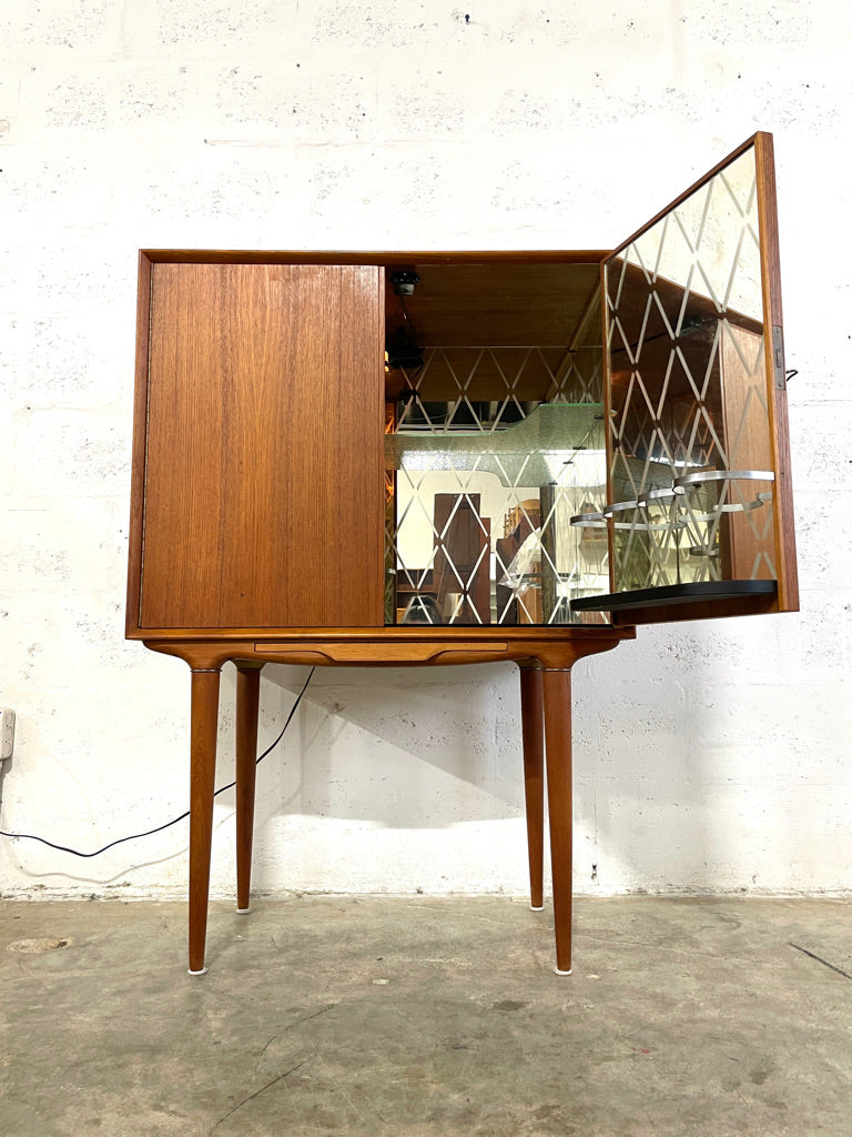 Illum Wikkelso Teak Bar Cabinet Danish Mid Century Modern