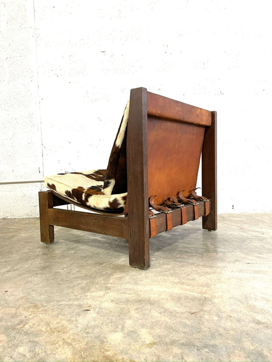 Mid Century Vintage Modern Leather Safari Chair