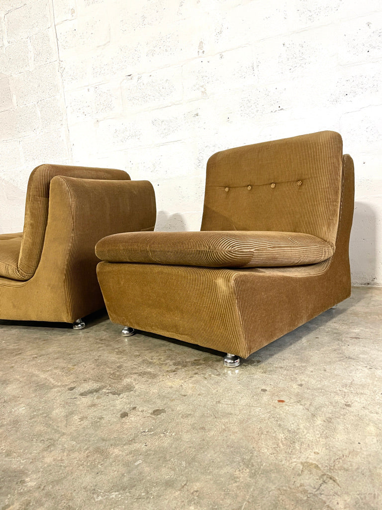Pair Danish Mid Century Modern Modular Lounge Chairs