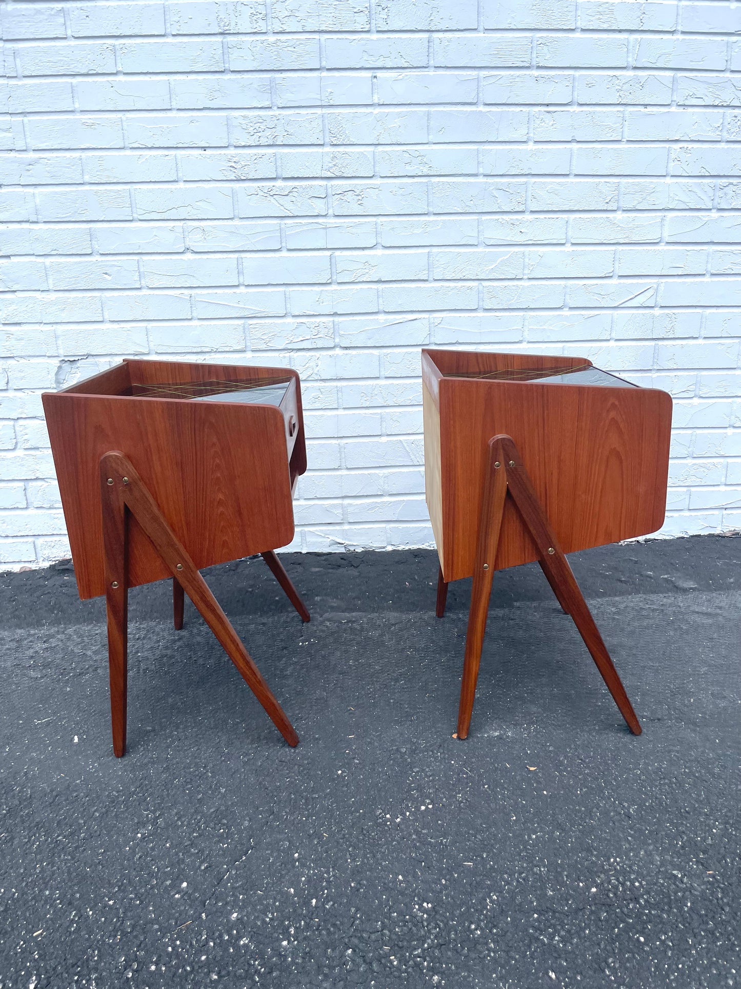 Pair Danish Modern Side Tables or Nightstands