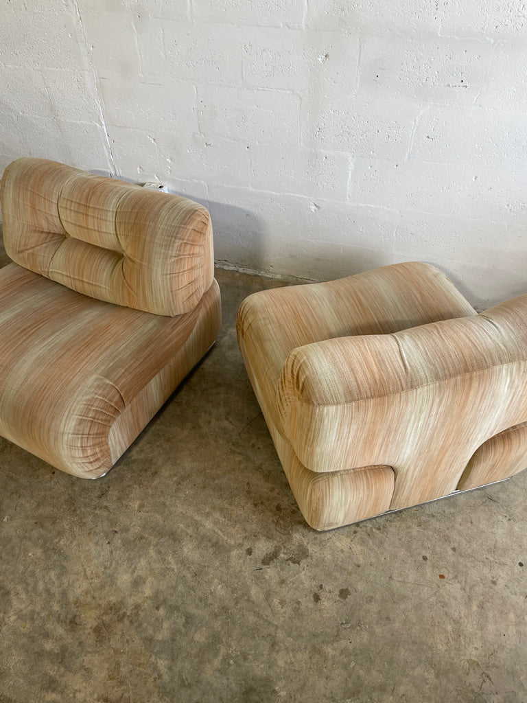 Pair Danish Mid Century Modern Modular Lounge Chairs