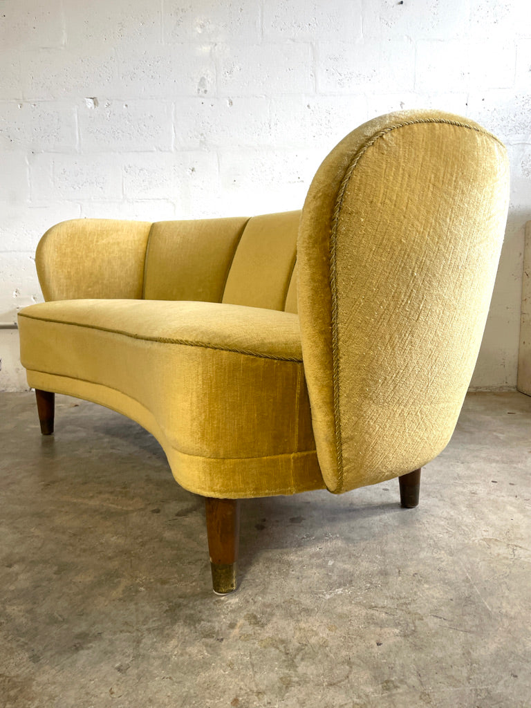 Vintage Danish Modern Curved Banana Loveseat Sofa