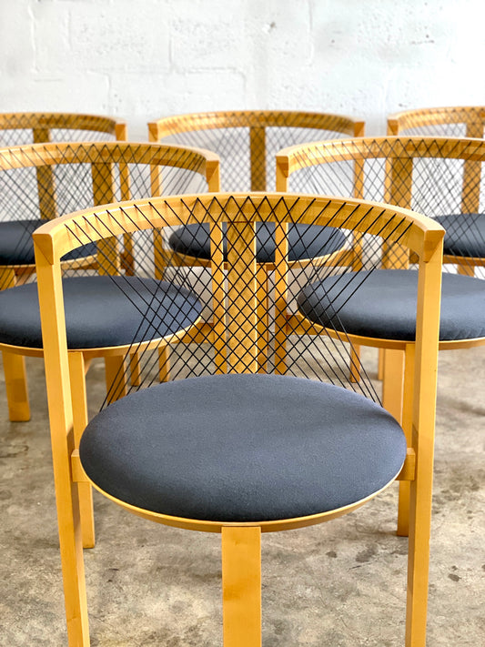 Niels Jorgen String Dining Chairs Set of 6 Danish Modern