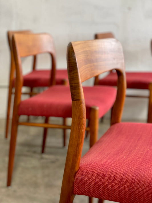 Danish Modern Teak J.L Møller 75 Dining Chairs