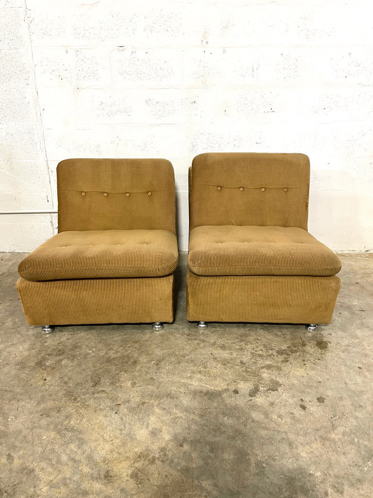 Pair Danish Mid Century Modern Modular Lounge Chairs