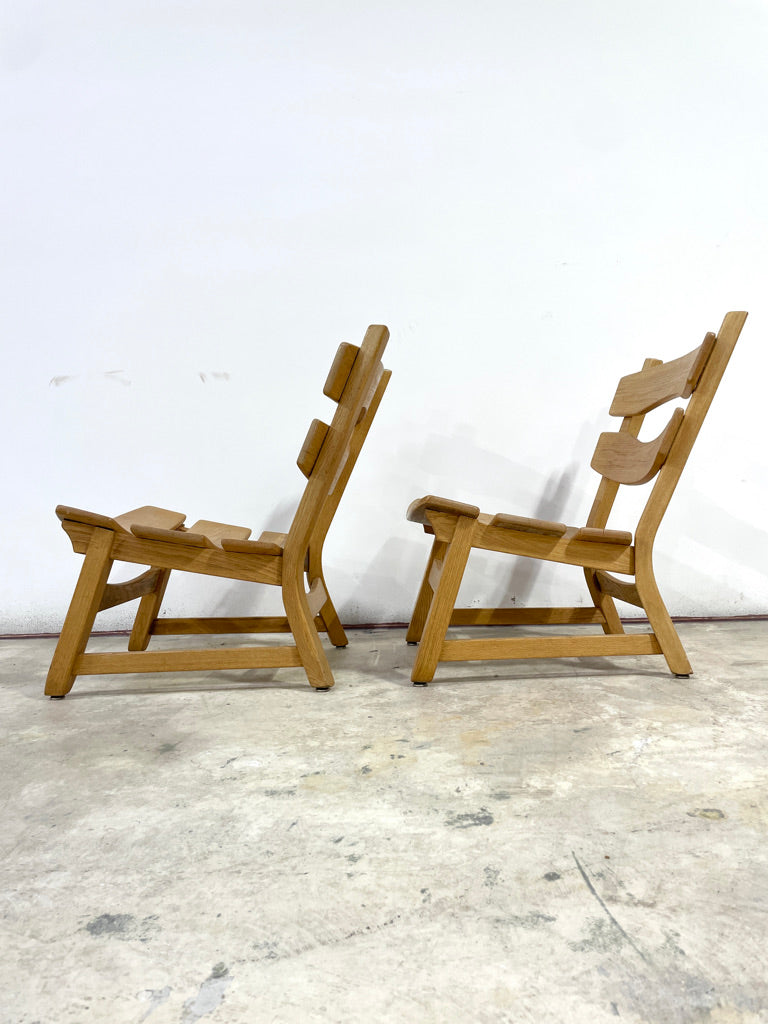 Pair of Dittmann & Co Brutalist Fireplace Oak Danish Modern Chairs
