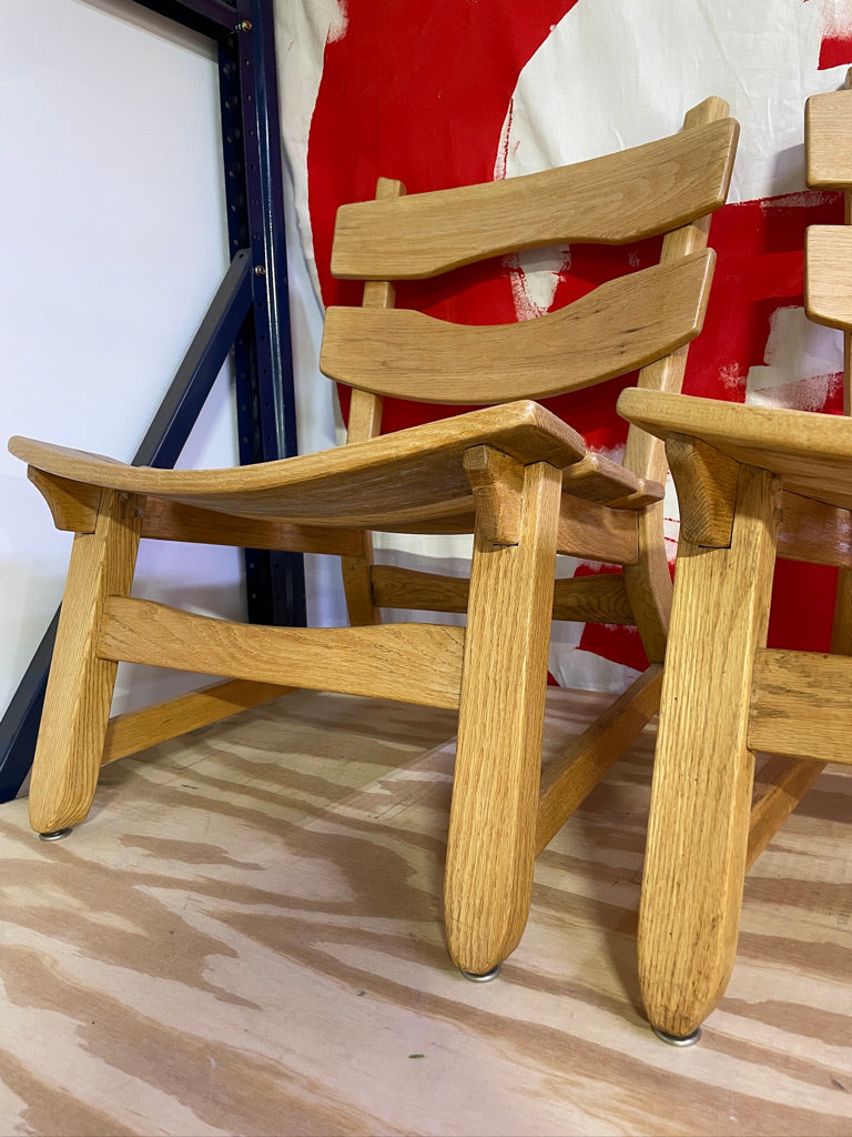 Pair of Dittmann & Co Brutalist Fireplace Oak Danish Modern Chairs