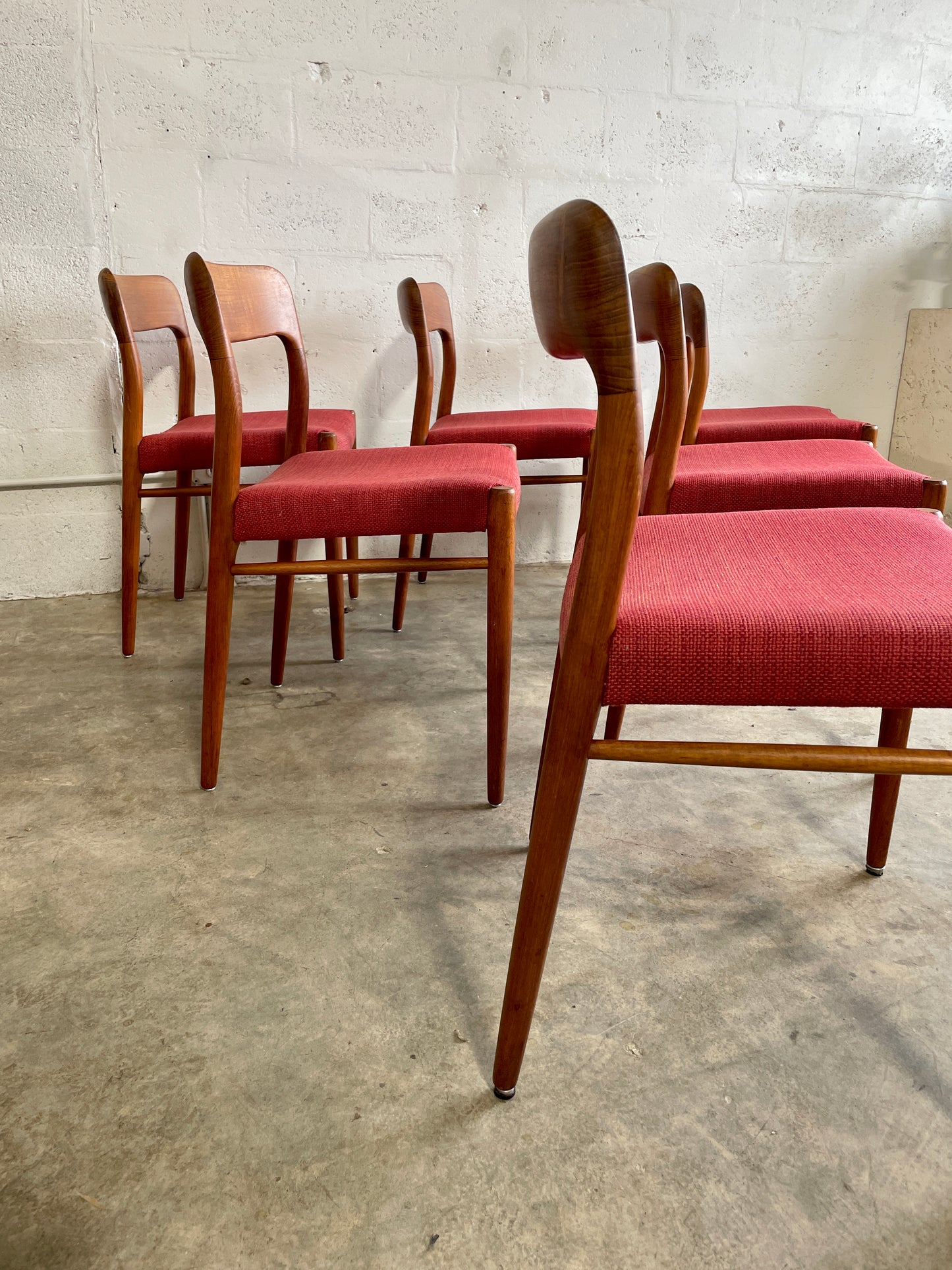 Danish Modern Teak J.L Møller 75 Dining Chairs