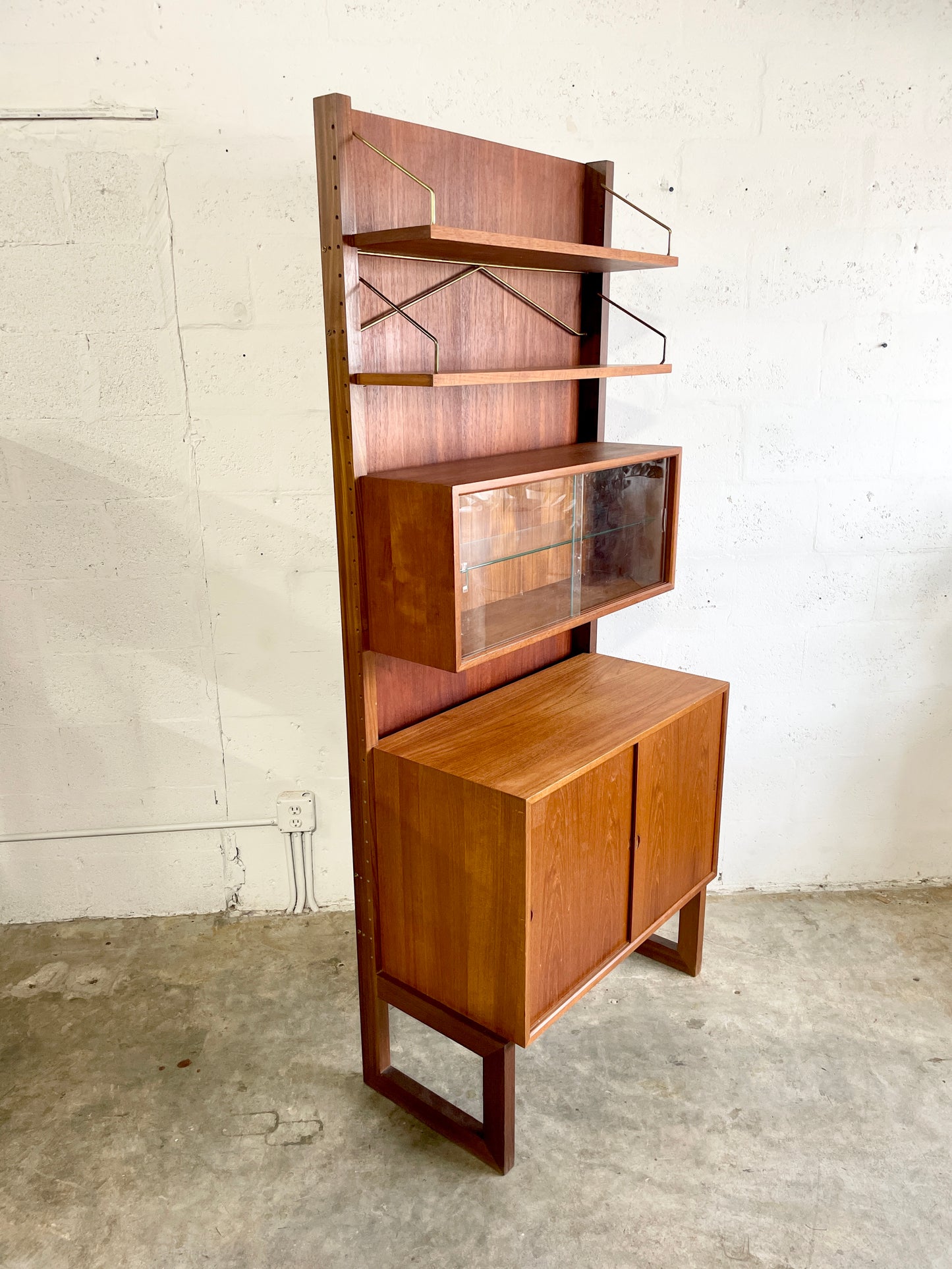 Danish Mid Century Poul Cadovius Wall Unit Bookcase Freestanding