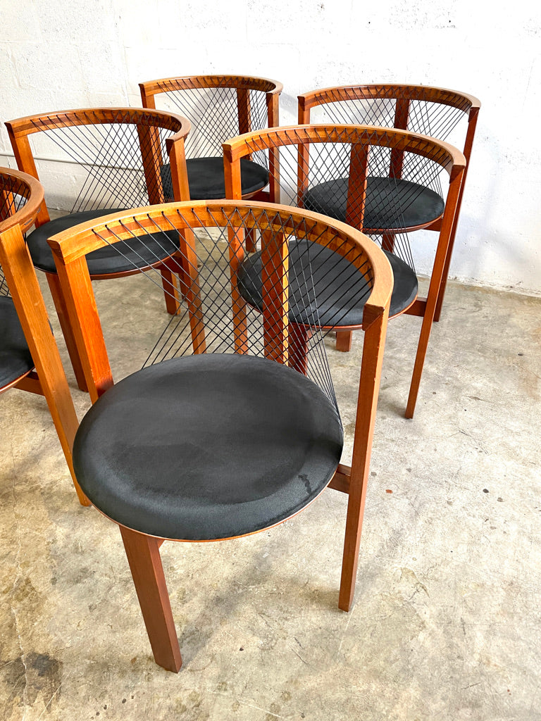 Niels Jorgen String Dining Chairs Set of 6 Danish Modern