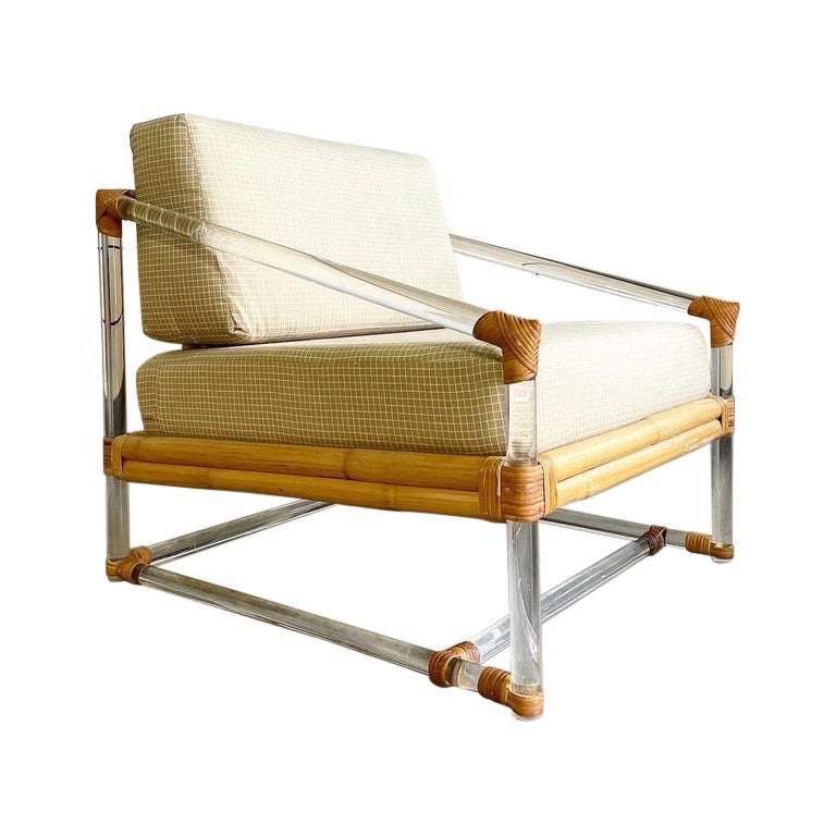 McGuire Lucite and Bamboo Mid Century Lounge Chair