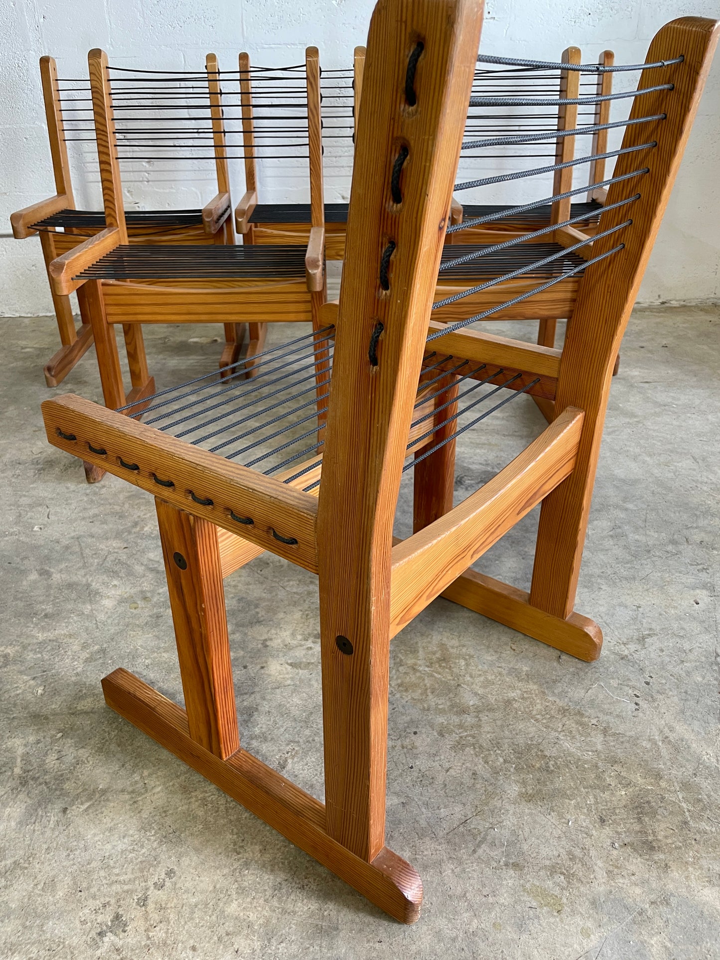 Set of 6 Hunting Chairs in Pine by Torbjørn Afdal for Bruksbo, Mid Century