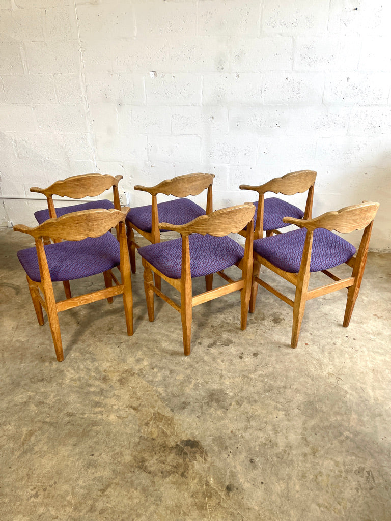 Henning Kjaernulf Oak Dining Chairs Primitive Brutalist Oak