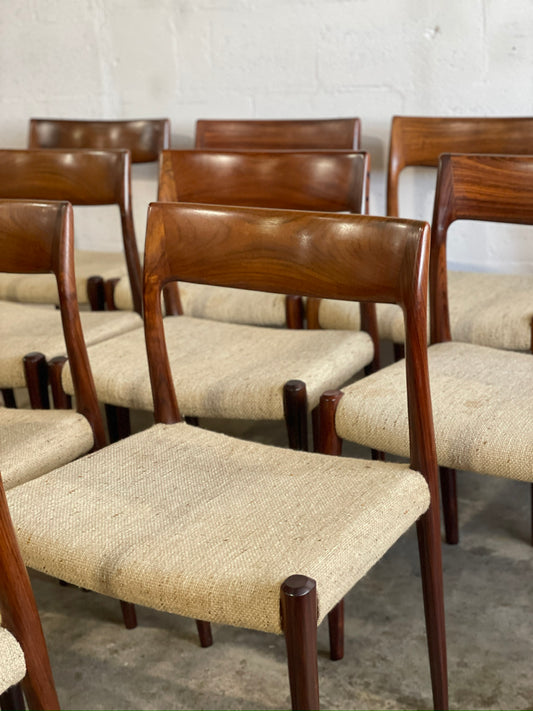 Niels Moller Model 75 Set of 10 Rosewood Danish Modern Dining Chairs