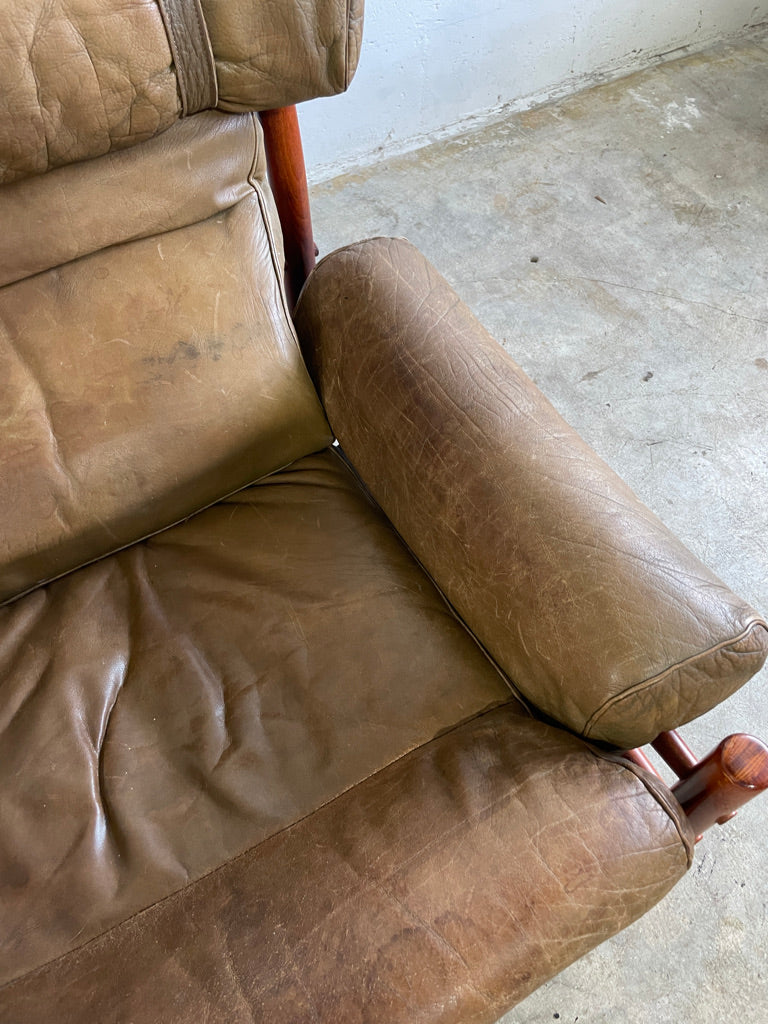 Arne Norell "Inca" Leather Lounge Safari Chair