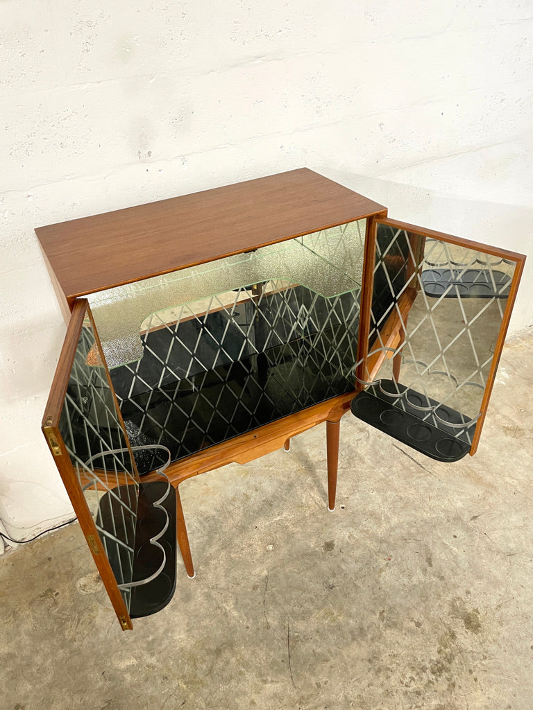 Illum Wikkelso Teak Bar Cabinet Danish Mid Century Modern