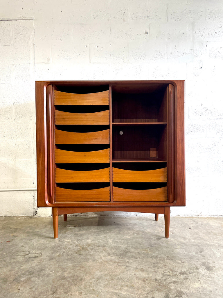 Bernhard Pedersen Danish Modern Tall Sideboard or Cabinet Tambour
