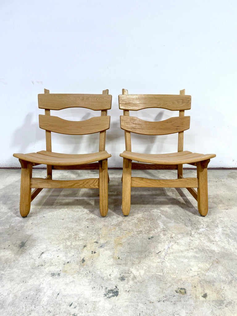 Pair of Dittmann & Co Brutalist Fireplace Oak Danish Modern Chairs