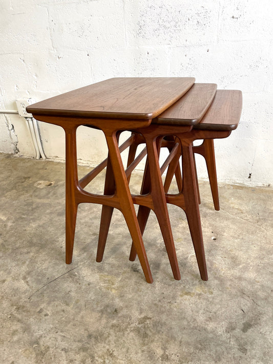 Vintage Danish Modern Teak Nesting Tables Erling Torvits