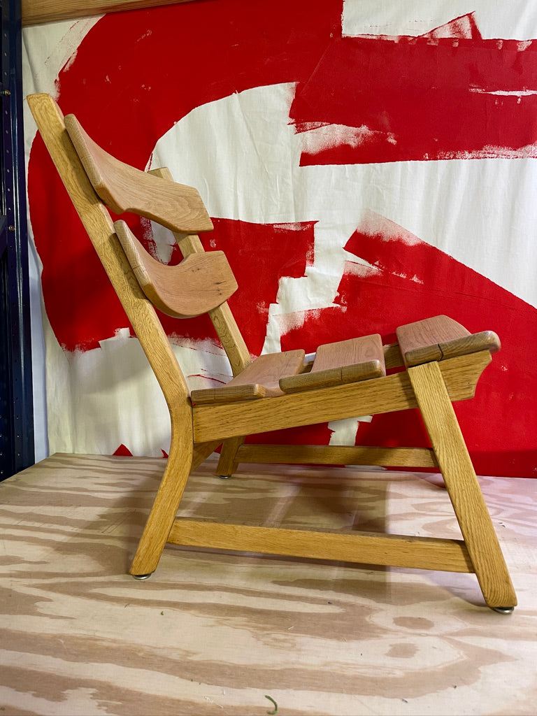 Pair of Dittmann & Co Brutalist Fireplace Oak Danish Modern Chairs