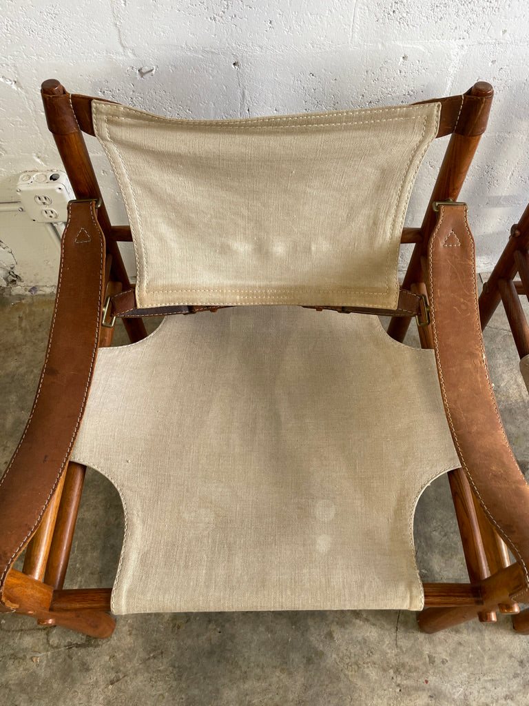 Pair Arne Norell Sirocco Safari Chairs Scandinavian Modern