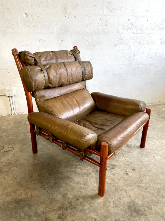 Arne Norell "Inca" Leather Lounge Safari Chair