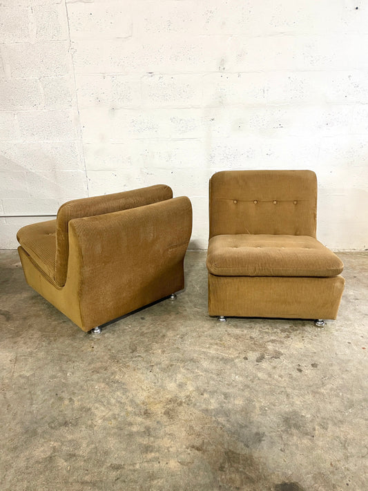 Pair Danish Mid Century Modern Modular Lounge Chairs