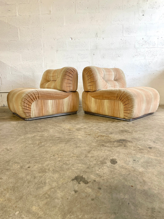 Pair Danish Mid Century Modern Modular Lounge Chairs