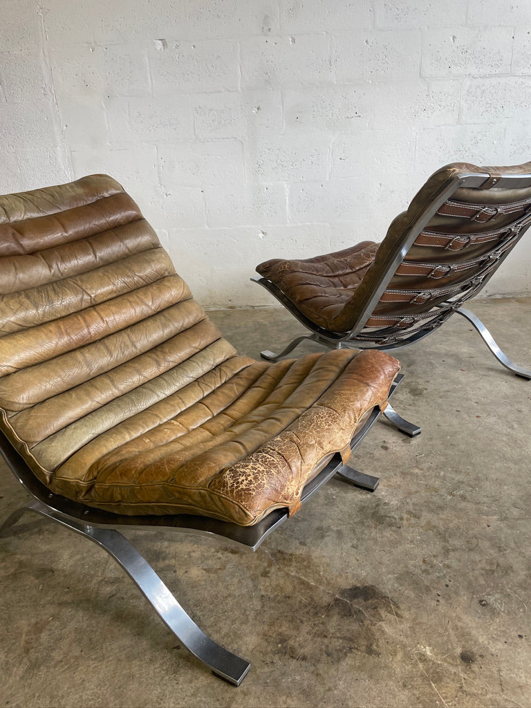 Arne Norell "Ari" Lounge Chairs Pair Scandinavian Modern