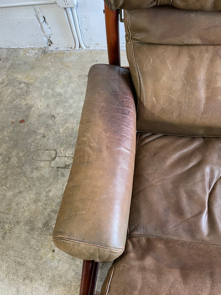 Arne Norell "Inca" Leather Lounge Safari Chair