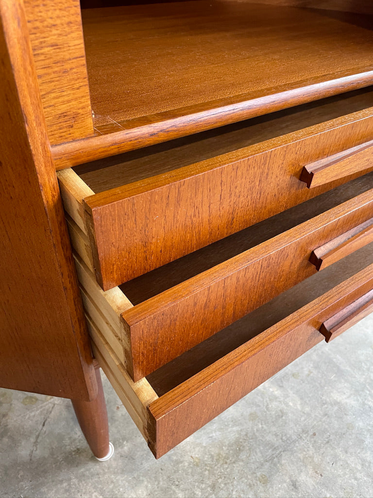 Danish Modern Glass Corner Cabinet or Bar