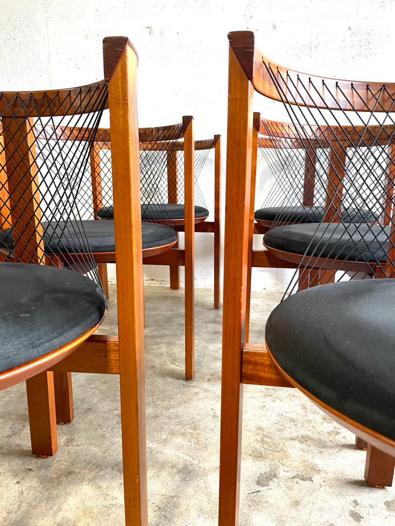 Niels Jorgen String Dining Chairs Set of 6 Danish Modern