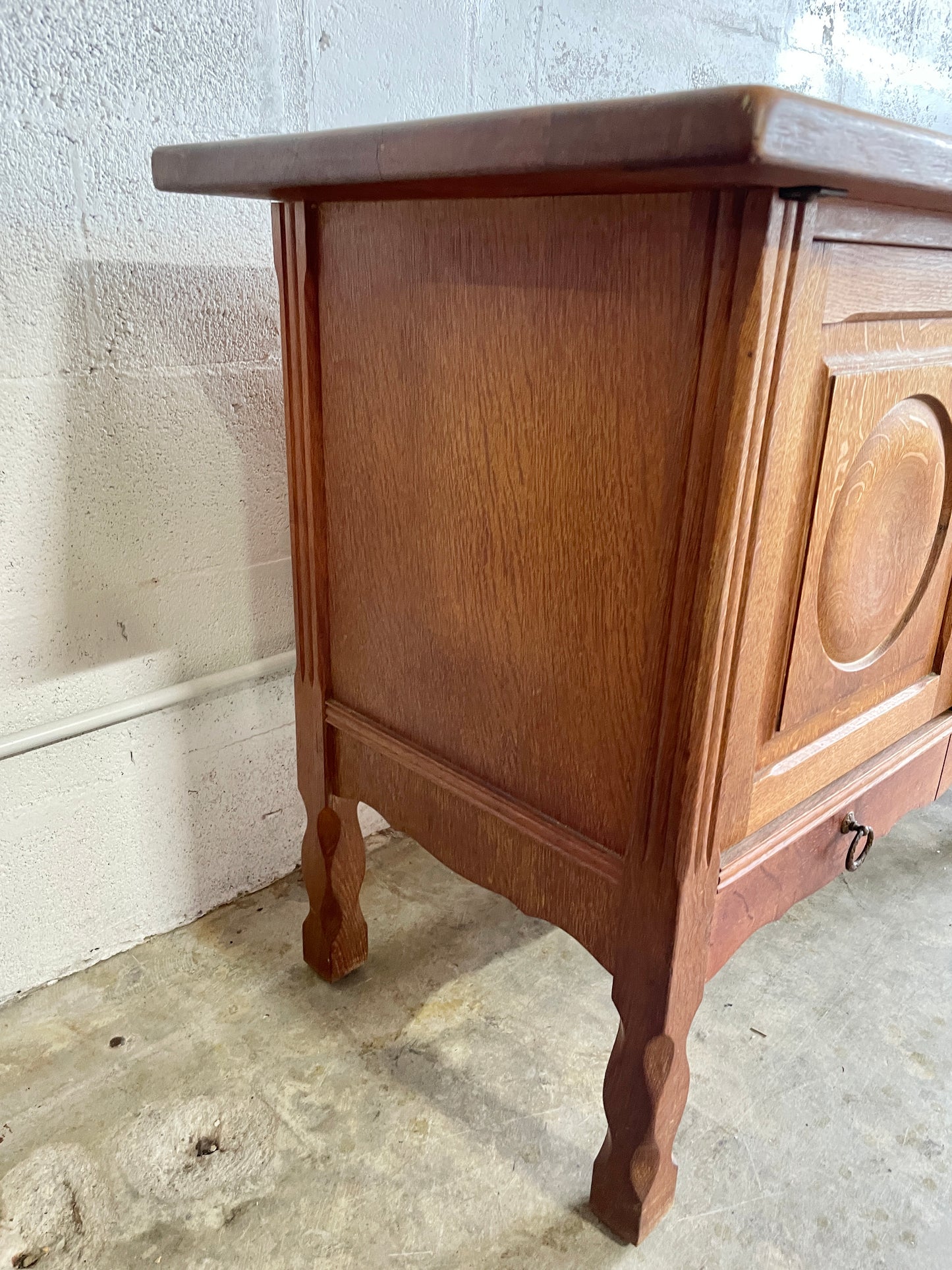 Danish Brutalist Oak Console or Credenza Henning Kjaernulf Attrib