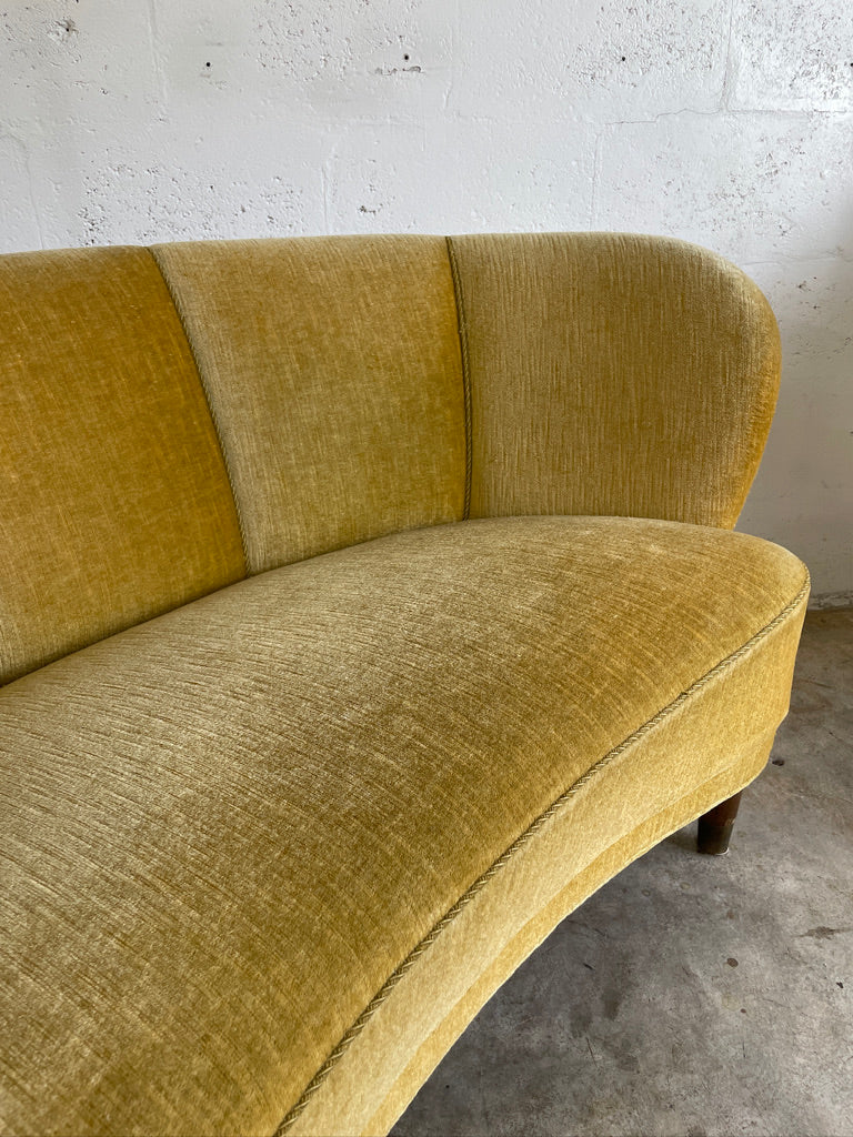 Vintage Danish Modern Curved Banana Loveseat Sofa
