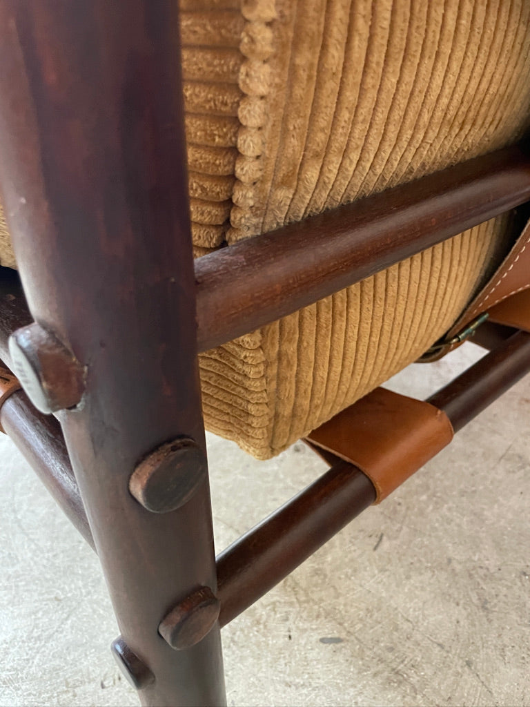 Pair Scandinavian "Inca" Lounge Chairs with Ottoman Arne Norell