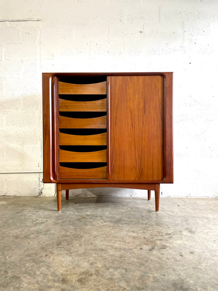 Bernhard Pedersen Danish Modern Tall Sideboard or Cabinet Tambour