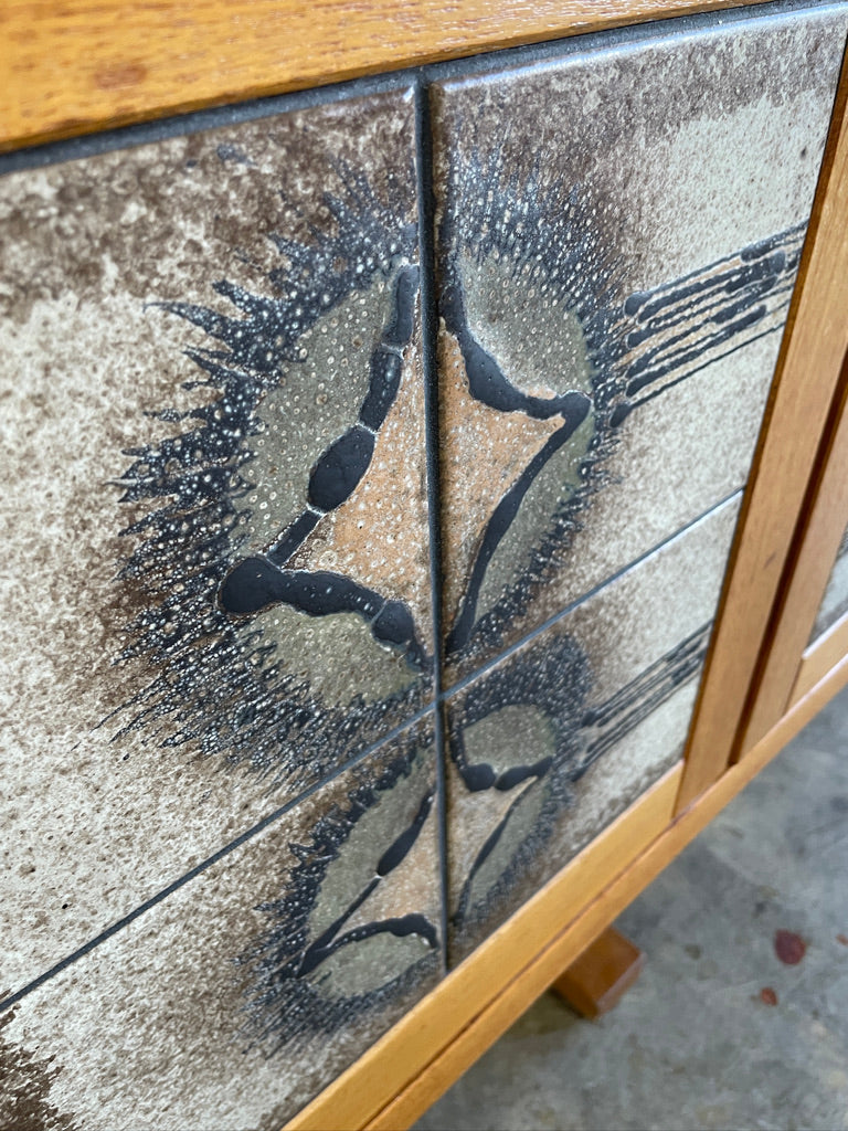 Danish Mid Century Modern Tile Credenza Console Poul Poulsen for Gangso Mobler