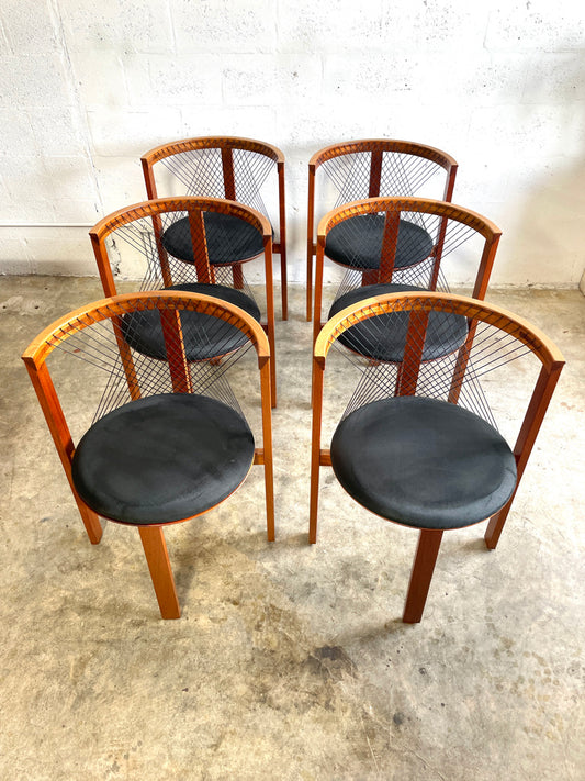 Niels Jorgen String Dining Chairs Set of 6 Danish Modern