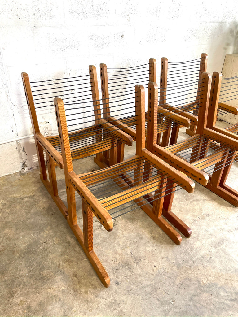 Set of 6 Hunting Chairs in Pine by Torbjørn Afdal for Bruksbo, Mid Century