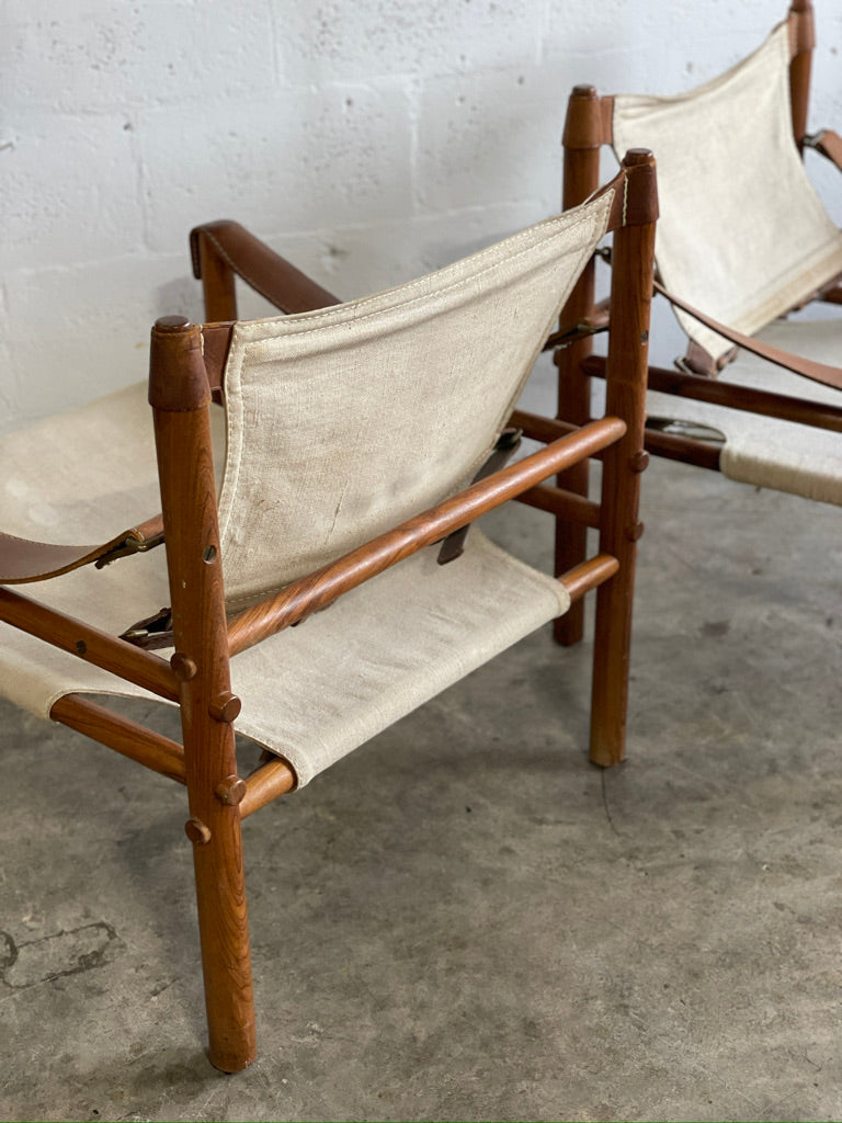 Pair Arne Norell Sirocco Safari Chairs Scandinavian Modern