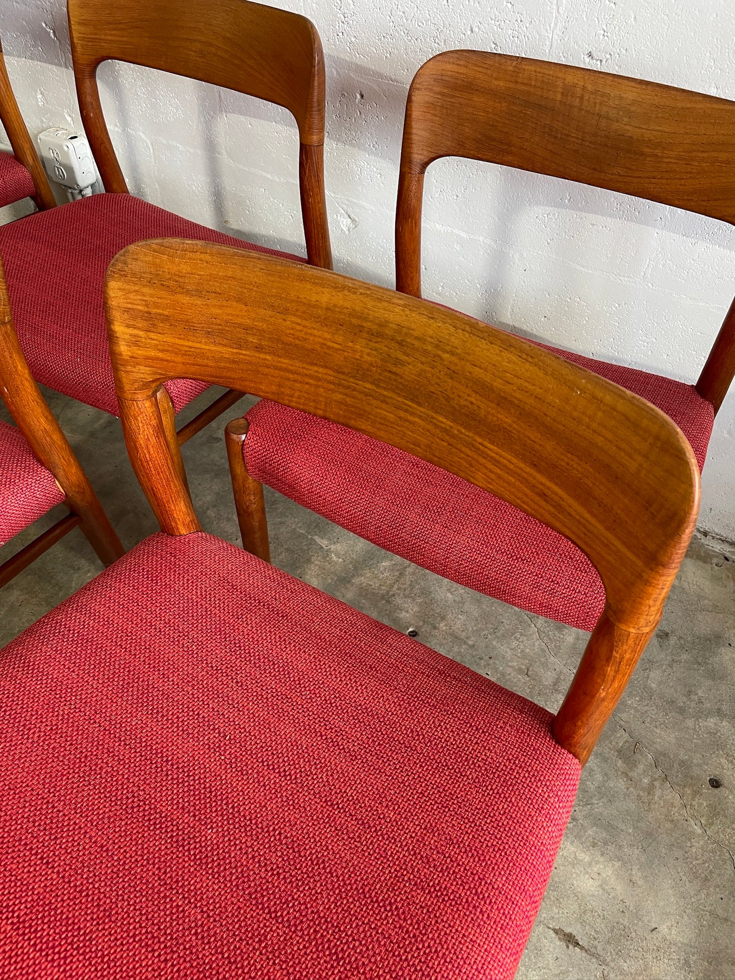 Danish Modern Teak J.L Møller 75 Dining Chairs