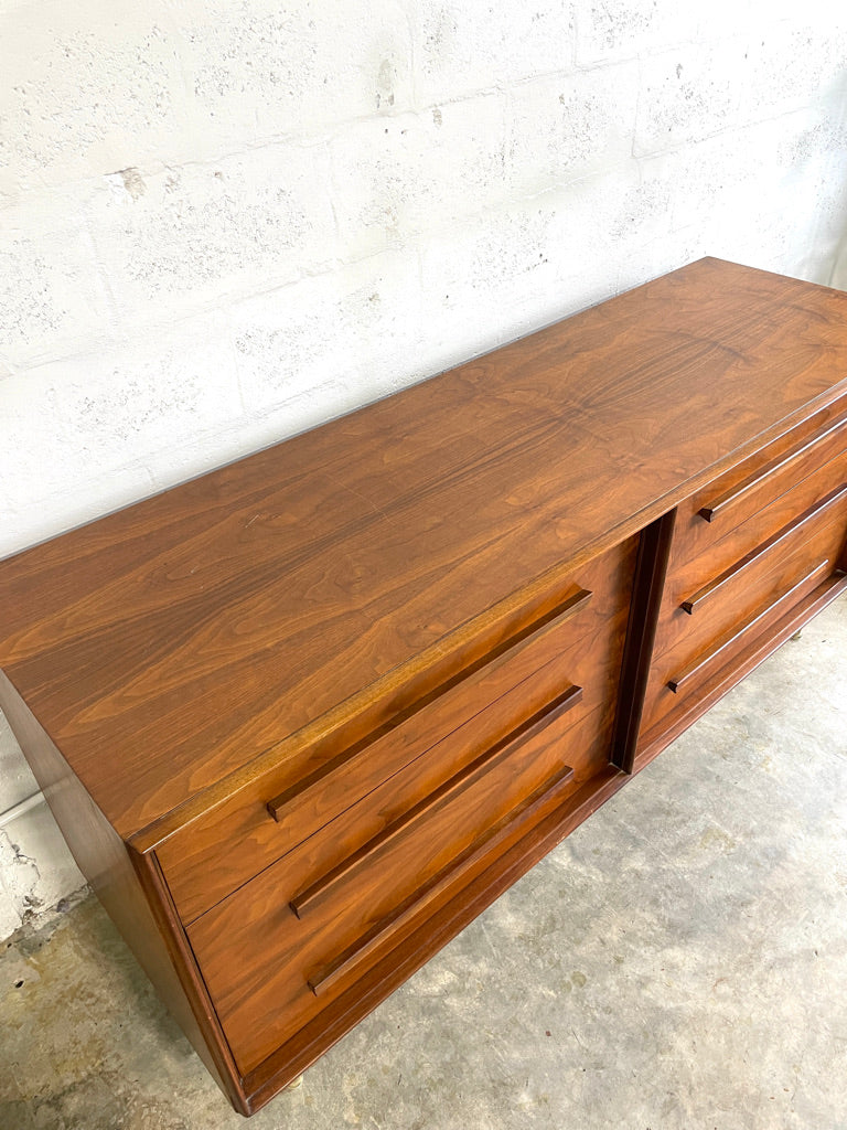 Robsjohn-Gibbings for Widdicomb Walnut Dresser with Brass Legs